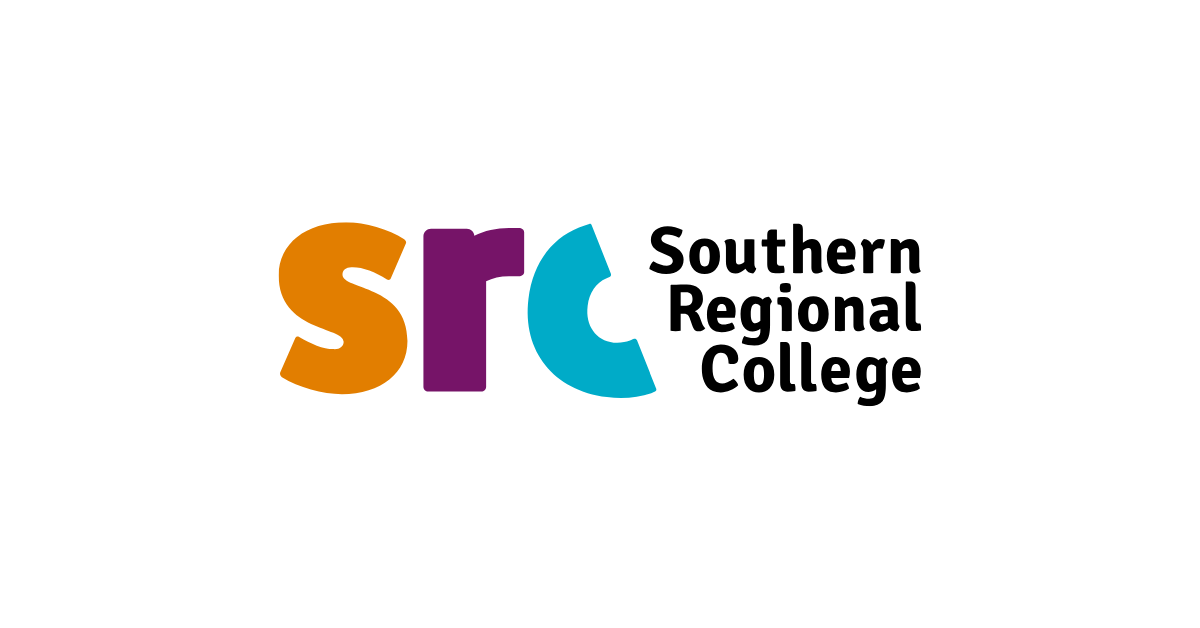 Logo of Southern Regional College featuring the initials "src" in vibrant colours.
